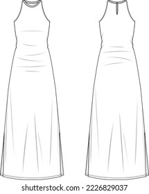 Fashion technical drawing - flat design CADs - fashion design womenswear and girlswear - fashion illustration sketch vector