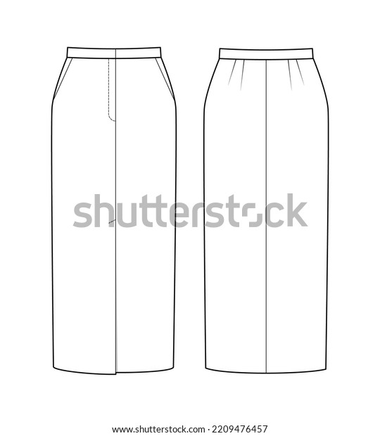 Fashion Technical Drawing Front Slit Front Stock Vector (Royalty Free ...