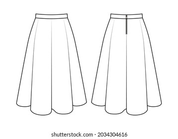 Fashion technical drawing of gadet skirt