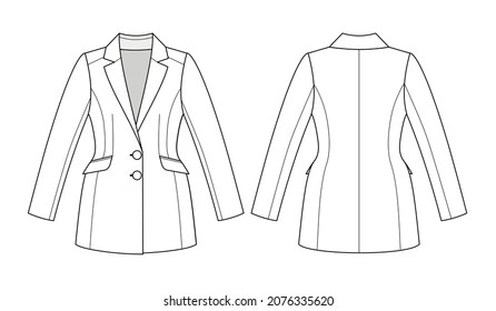 Fashion technical drawing of Jacket with accentuated hips