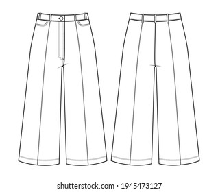 Fashion technical drawing of jeans culottes