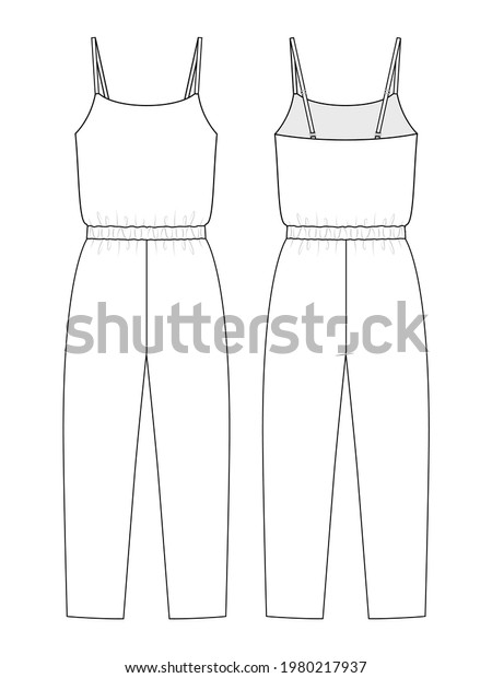 Fashion Technical Drawing Jumpsuit Thin Straps Stock Vector (Royalty ...