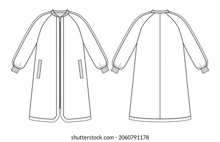 Fashion Technical Drawing Long Bomber Jacket Stock Vector (Royalty Free ...