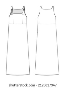 Fashion technical drawing of long sundress