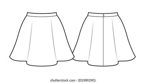 Fashion Technical Drawing Mini Flared Skirt Stock Vector (Royalty Free ...