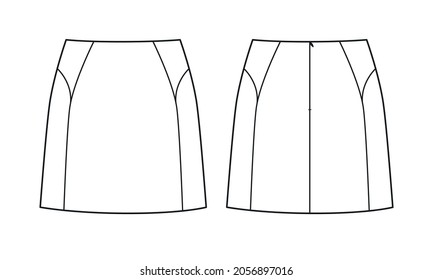 fashion technical drawing of mini skirt