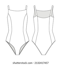 Fashion Technical Drawing One Piece Swimsuit Stock Vector (Royalty Free ...