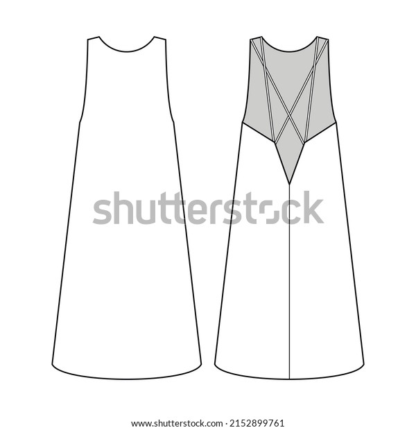 Fashion technical\
drawing open back\
pinafore