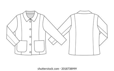 Dibujo técnico de moda de la chaqueta de ropa exterior