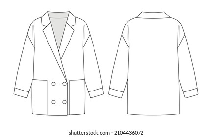 Fashion Technical Drawing Oversized Lapel Collar Stock Vector (Royalty ...