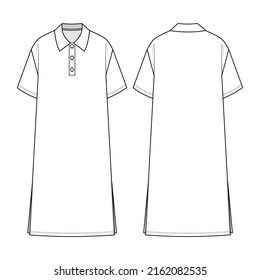 Fashion technical drawing of oversized polo dress