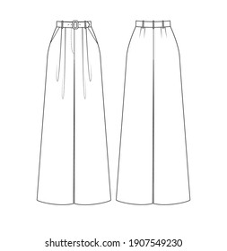 Fashion Technical Drawing Palazzo Trousers Stock Vector (Royalty Free ...