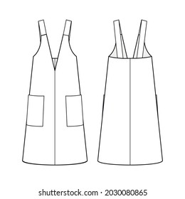 Fashion Technical Drawing Pinafore Dress Pockets Stock Vector (Royalty ...