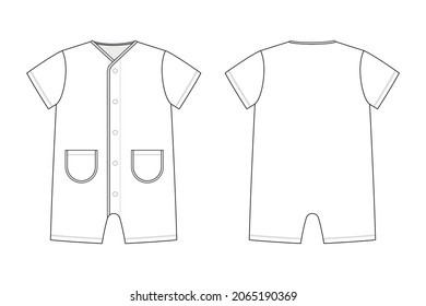 Fashion technical drawing of playsuit for baby boy