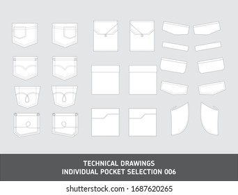 Fashion Technical Drawing Pockets Selection Individual