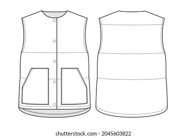 Fashion technical drawing of puffer vest