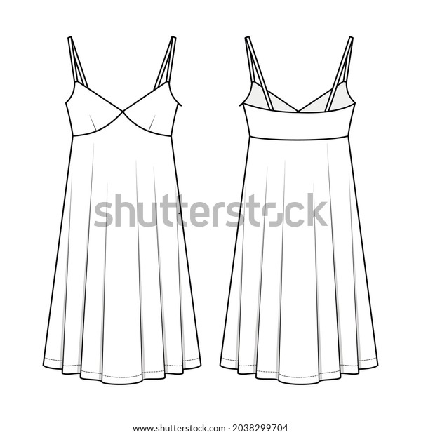 Fashion Technical Drawing Spagetti Strap Dress Stock Vector (Royalty ...