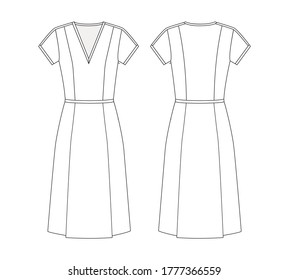 Fashion Technical Drawing Dress Stock Vector (Royalty Free) 1696253806