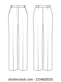 Fashion technical drawing of straight leg trousers.