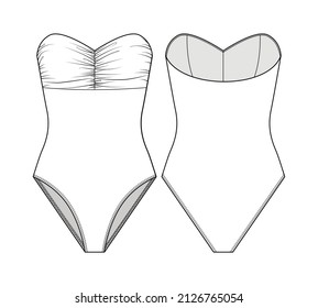 Fashion Technical Drawing Strapless Swimsuit Stock Vector (Royalty Free ...