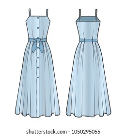 Fashion technical drawing of the striped dress