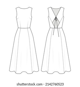 Fashion Technical Drawing Summer Sleeveless Dress Stock Vector (Royalty ...