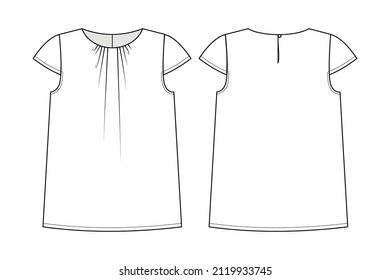 Fashion Technical Drawing Top Short Sleeves Stock Vector (Royalty Free ...