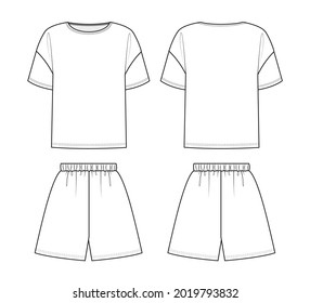 Fashion Technical Drawing Tshirt Shorts Fashion Stock Vector (Royalty ...