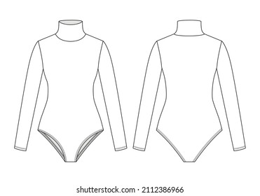 Dibujo técnico de moda del traje de cuello de tortuga con mangas largas