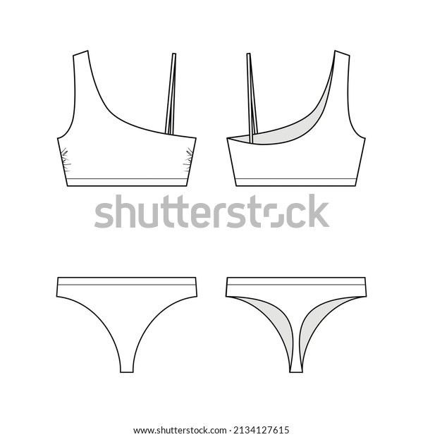 Fashion technical\
drawing of two piece\
swimsuit