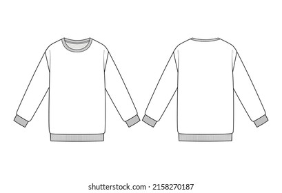 Fashion technical drawing of unisex sweatshirt