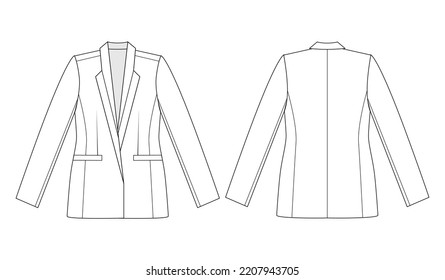 Fashion Technical Drawing Of A Women's Blazer