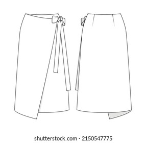 Fashion Technical Drawing Of Wrap Skirt