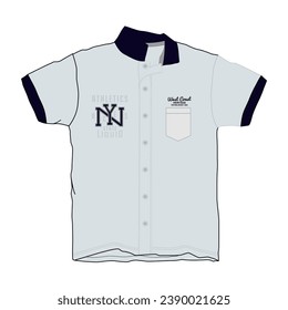 Fashion technical sketch men shirt with long sleeves and patch pockets in vector graphic image
