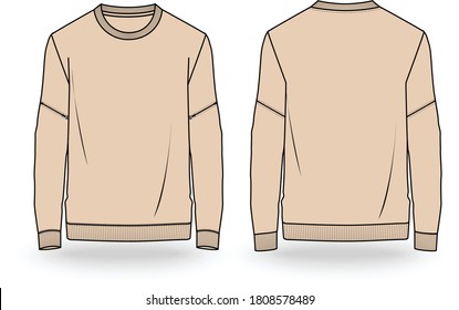 Fashion technical sketch men sweatshirt in vector graphic