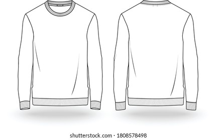Fashion Technical Sketch Men Sweatshirt Vector Stock Vector (Royalty ...