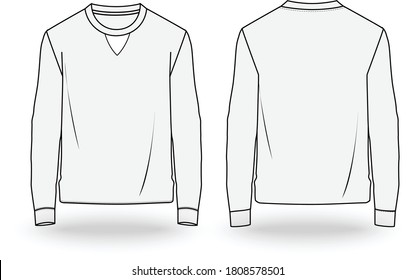 Fashion technical sketch men sweatshirt in vector graphic