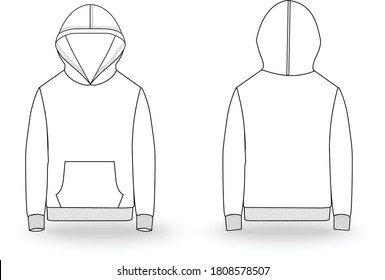 Fashion technical sketch men sweatshirt in vector graphic