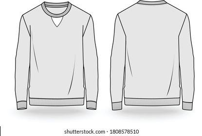 Fashion technical sketch men sweatshirt in vector graphic