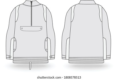 Fashion Technical Sketch Men Sweatshirt Vector Stock Vector (Royalty ...