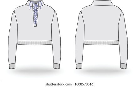 Fashion technical sketch men sweatshirt in vector graphic