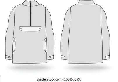 Fashion technical sketch men sweatshirt in vector graphic