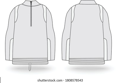 Fashion technical sketch men sweatshirt in vector graphic