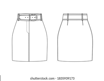 Fashion Technical Sketch Mini Skirt Belt Stock Vector (Royalty Free ...