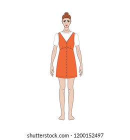 Fashion technical sketch of women sundress in vector graphic