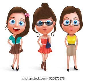 Fashion Teen Girl Model Vector Characters Stock Vector (Royalty Free ...