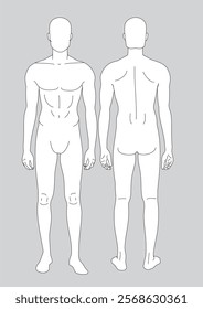 Fashion template of man, 7 head size for technical drawing, man fashion figure