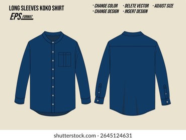 fashion template mockup vector long sleeves koko shirt 