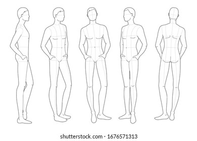 Fashion Template Relaxing Stand Men Stock Vector Royalty Free