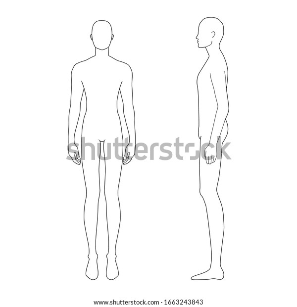 Fashion Template Standing Men 9 Head Stock Vector (Royalty Free ...